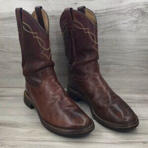 Justin Boots Mens 8.5D Brown Leather Pull On Western Cowboy Rodeo